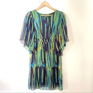 COLLECTIVE CLOTHING Silk Flutter Sleeve Boho Dress